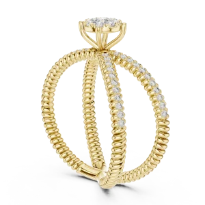 Infinite Round Brilliant Pavé-Set Cross Over Solitaire Ring - Image 3