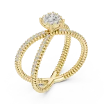 Infinite Round Brilliant Pavé-Set Cross Over Solitaire Ring