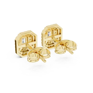 Architectural Emerald Symmetry Double Halo Stud Earrings - Image 3