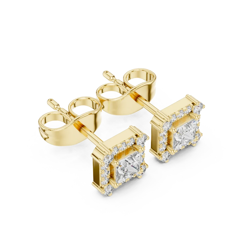 Discover the radiant allure of these princess-cut lab-grown diamond stud earrings. A modern classic for any occasion. Shop this sustainable luxury piece.