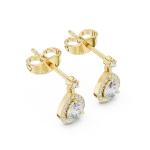 Ethereal Pear and Round Halo Drop Earrings