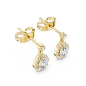 Ethereal Pear and Round Halo Drop Earrings