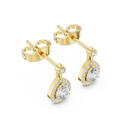 Ethereal Pear and Round Halo Drop Earrings