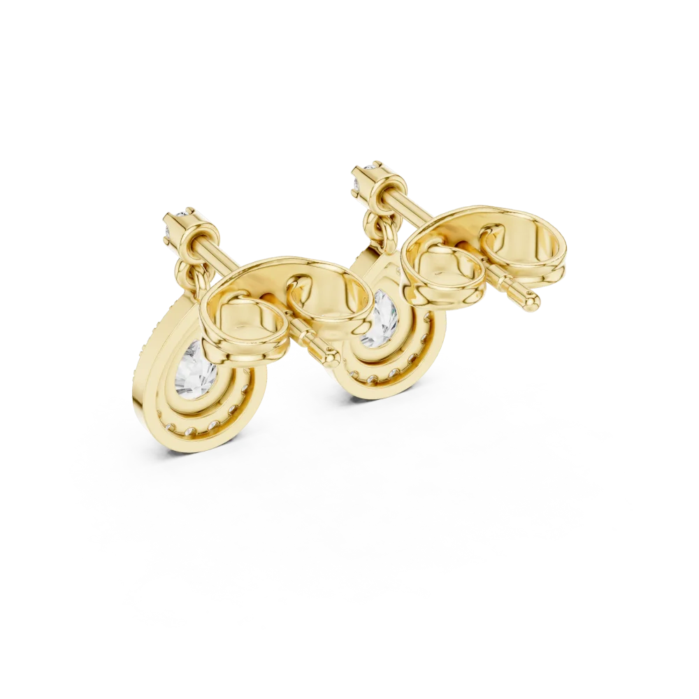 Ethereal Pear and Round Halo Drop Earrings - Image 3