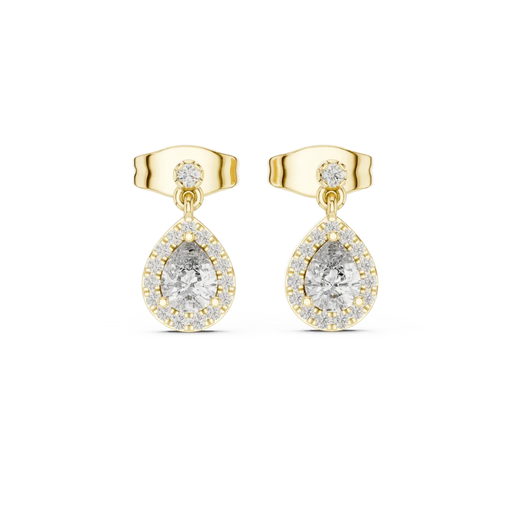 Ethereal Pear and Round Halo Drop Earrings - Image 2