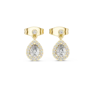 Ethereal Pear and Round Halo Drop Earrings - Image 2
