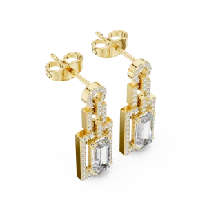 Luminary Emerald Cut Architectural Pavé-Set Drop Earrings