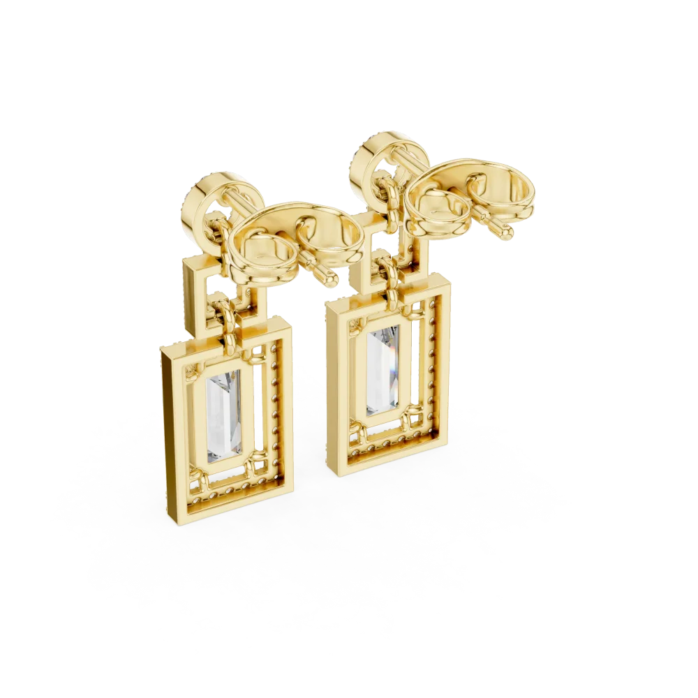 Luminary Emerald Cut Architectural Pavé-Set Drop Earrings - Image 3