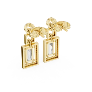 Luminary Emerald Cut Architectural Pavé-Set Drop Earrings - Image 3