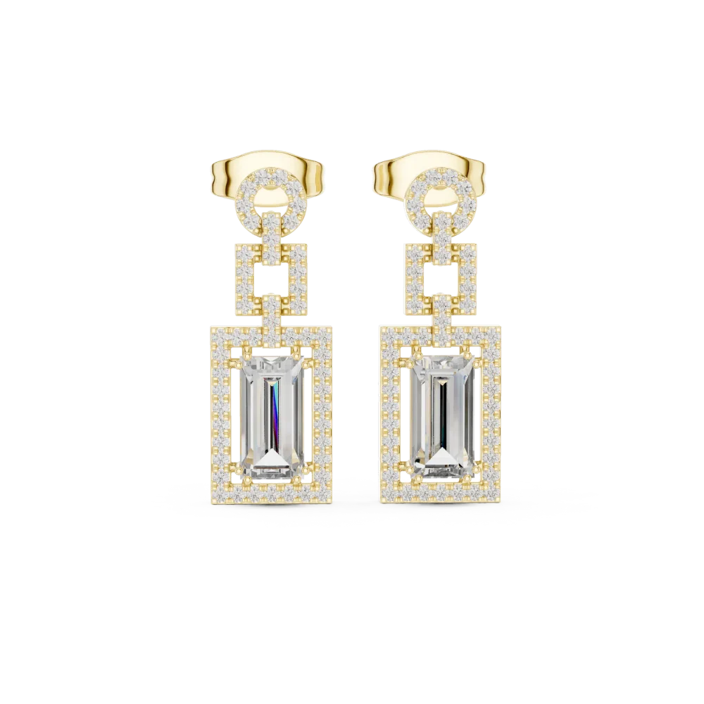 Luminary Emerald Cut Architectural Pavé-Set Drop Earrings - Image 2