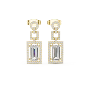 Luminary Emerald Cut Architectural Pavé-Set Drop Earrings - Image 2