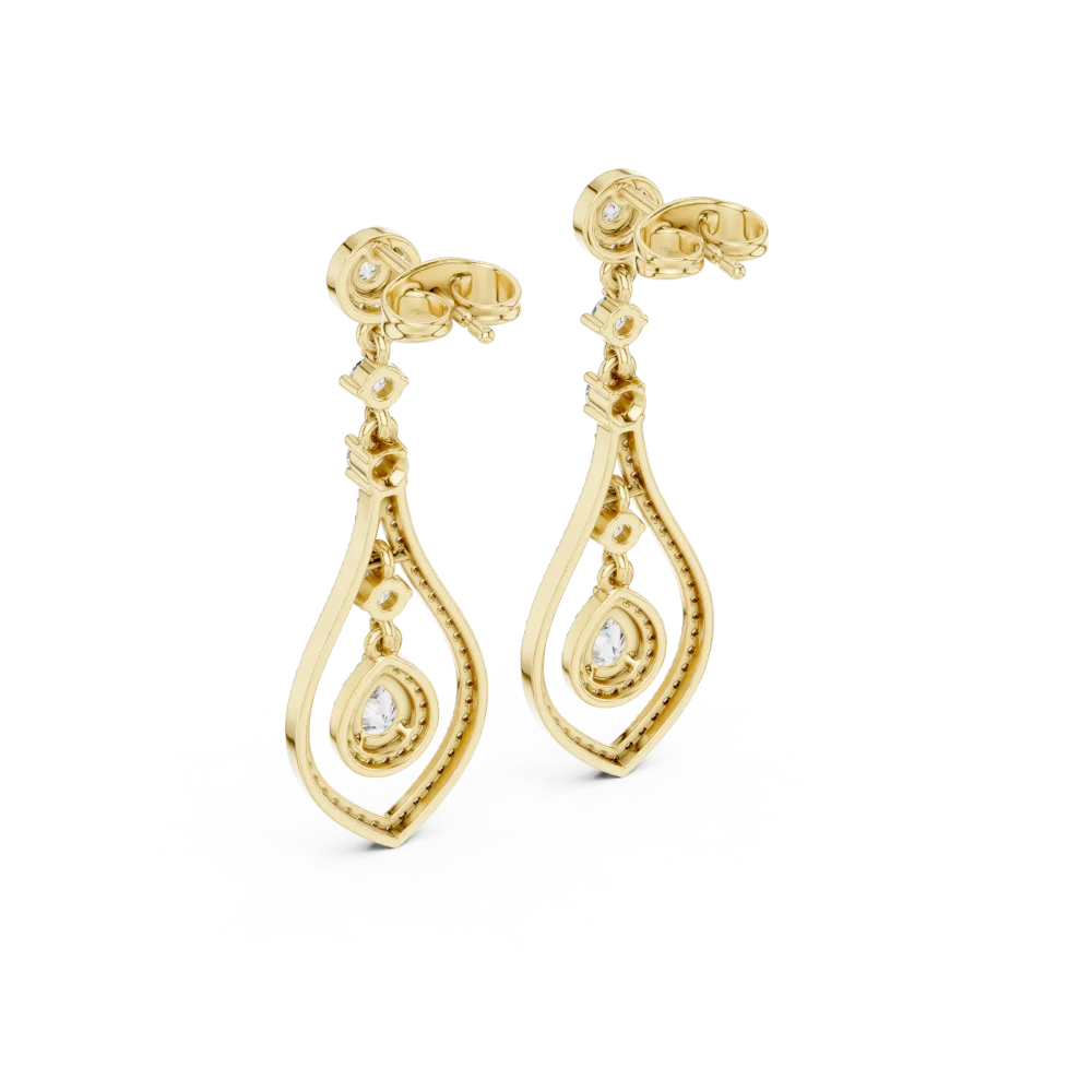 Ethereal Pear and Round Pavé-Set Drop Earrings - Image 3