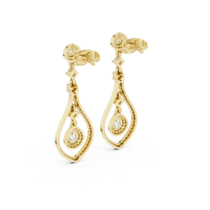 Ethereal Pear and Round Pavé-Set Drop Earrings - Image 3