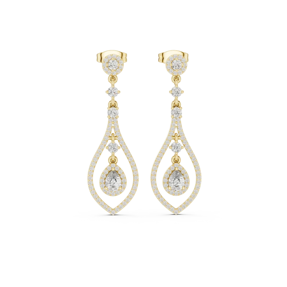 Ethereal Pear and Round Pavé-Set Drop Earrings - Image 2