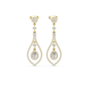 Ethereal Pear and Round Pavé-Set Drop Earrings - Image 2