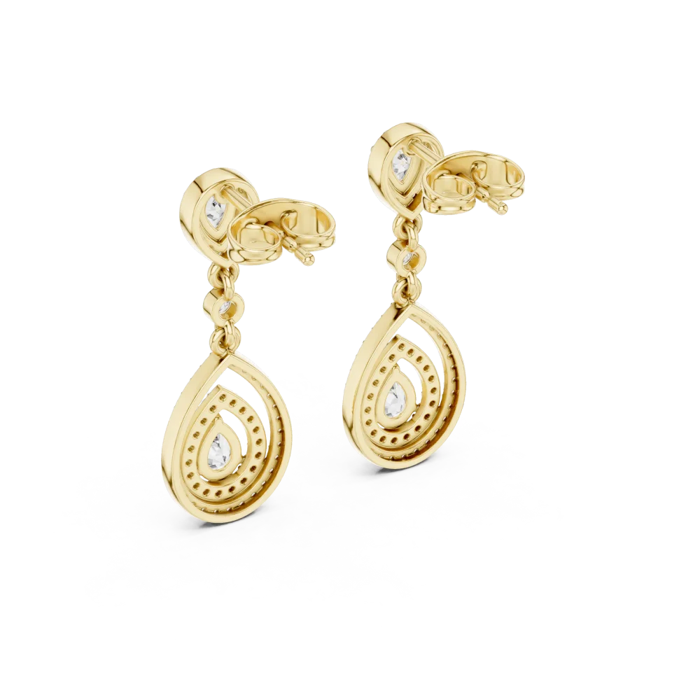 Ethereal Pear and Round Pavé-Set Luminary Dangle Earrings - Image 3