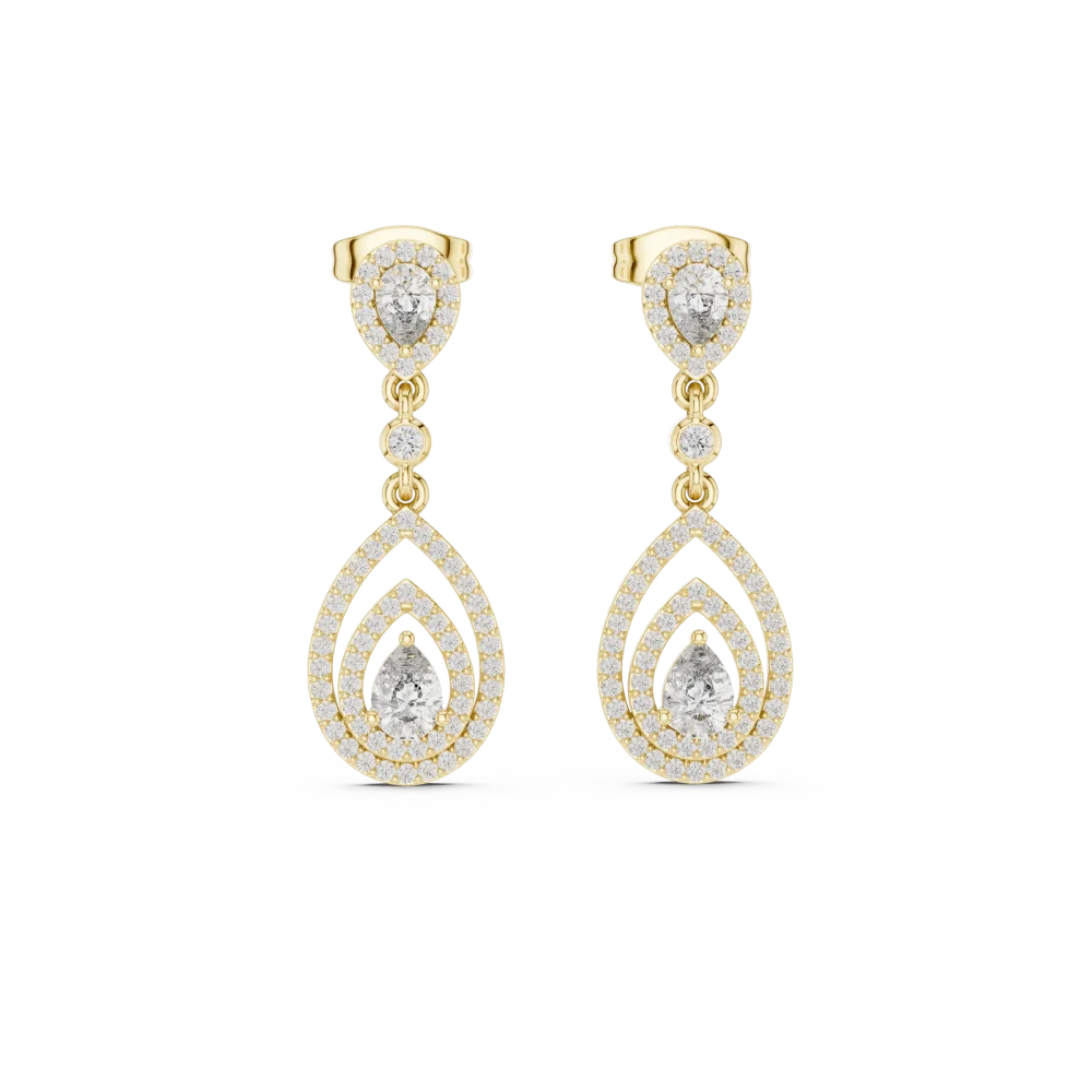 Ethereal Pear and Round Pavé-Set Luminary Dangle Earrings - Image 2