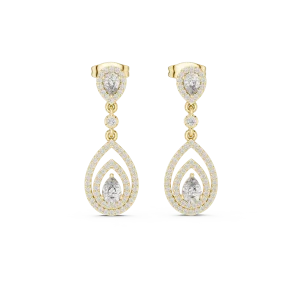 Ethereal Pear and Round Pavé-Set Luminary Dangle Earrings - Image 2