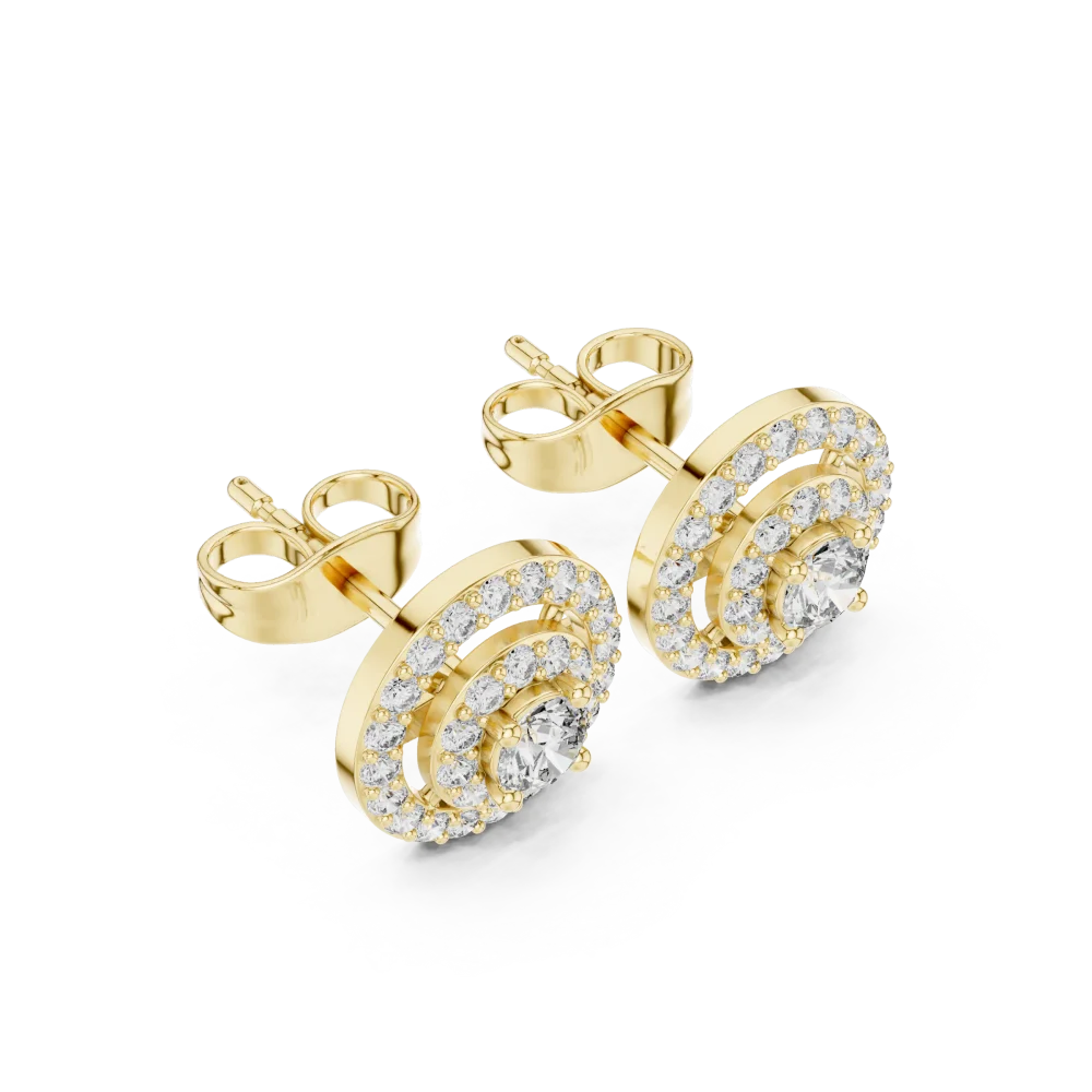 Discover the radiant brilliance of our dual-halo lab-grown diamond stud earrings. A modern classic designed for effortless elegance. Shop the look now.