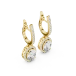 Luminary Oval Solitaire Halo Drop Earrings