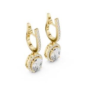 Luminary Oval Solitaire Halo Drop Earrings