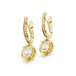 Luminary Oval Solitaire Halo Drop Earrings - Image 3