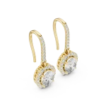 Ethereal Oval Halo Pavé-Set Drop Earrings