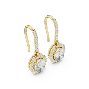 Ethereal Oval Halo Pavé-Set Drop Earrings