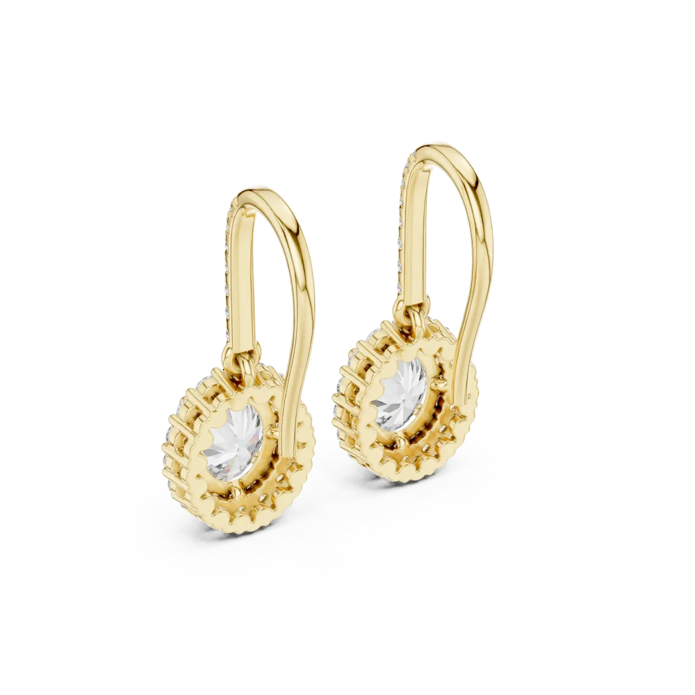 Ethereal Oval Halo Pavé-Set Drop Earrings - Image 3
