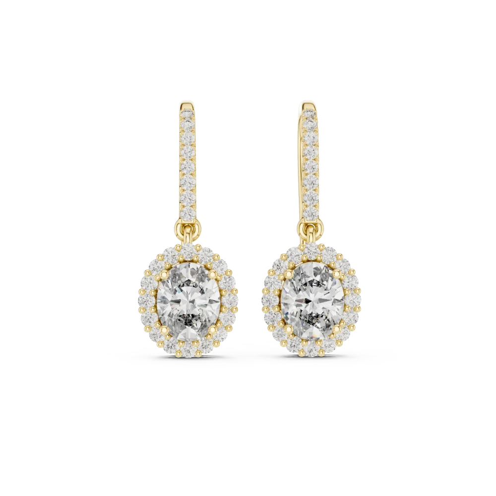 Ethereal Oval Halo Pavé-Set Drop Earrings - Image 2