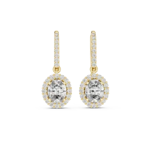 Ethereal Oval Halo Pavé-Set Drop Earrings - Image 2