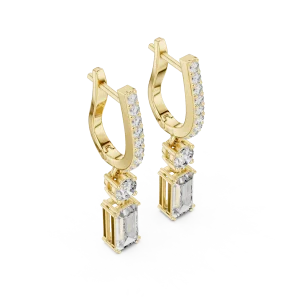 Luminary Baguette and Round Cut Geometric Drop Earrings