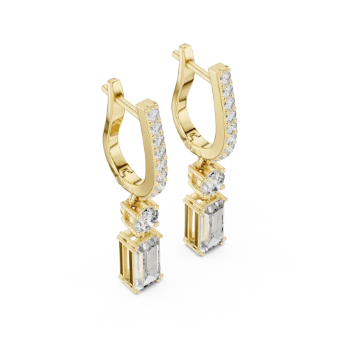 Luminary Baguette and Round Cut Geometric Drop Earrings