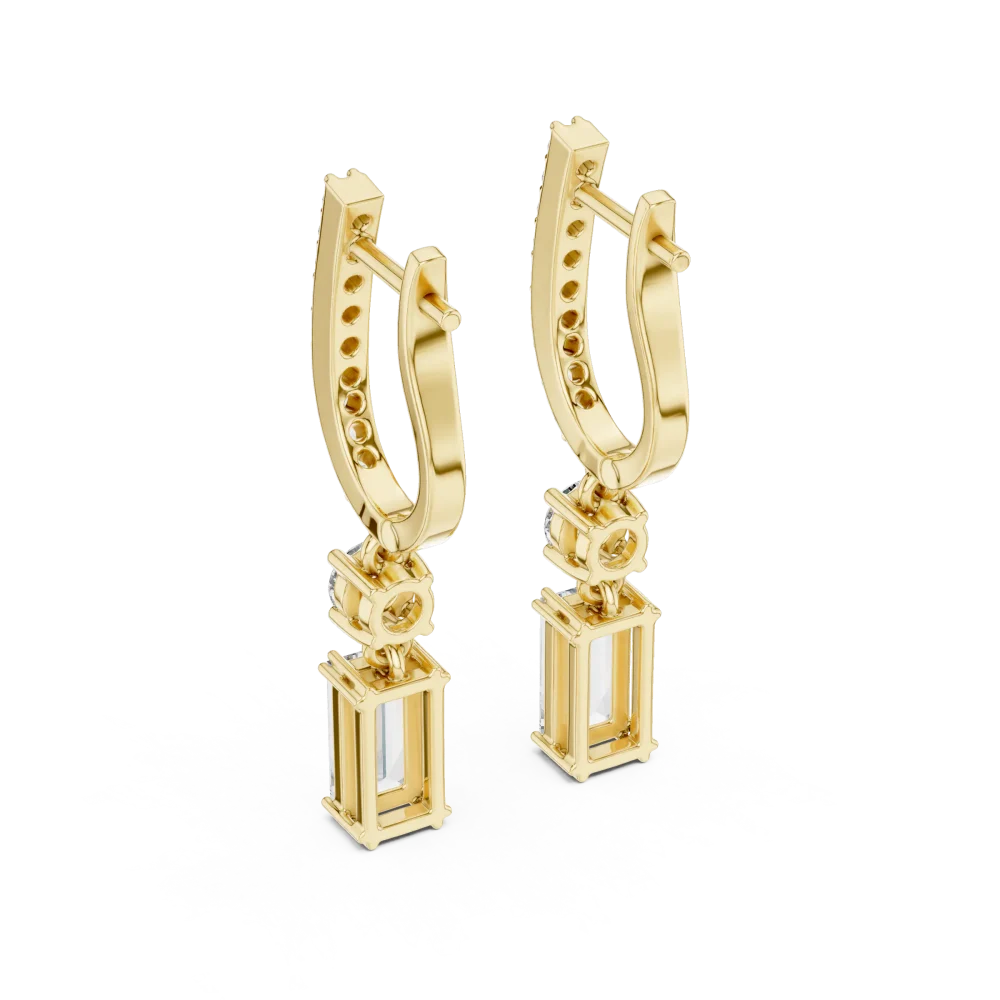 Luminary Baguette and Round Cut Geometric Drop Earrings - Image 3