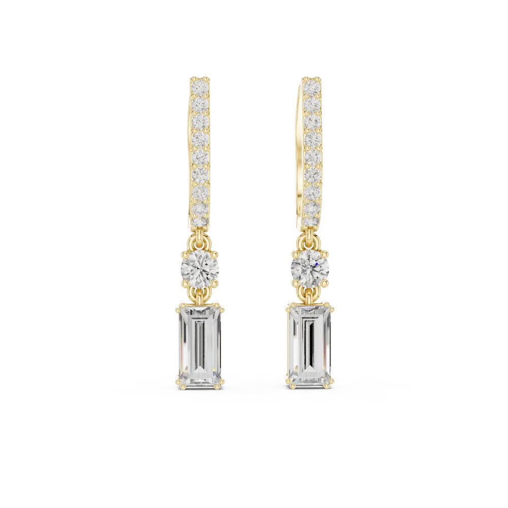 Luminary Baguette and Round Cut Geometric Drop Earrings - Image 2