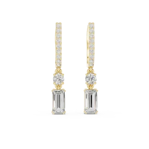 Luminary Baguette and Round Cut Geometric Drop Earrings - Image 2