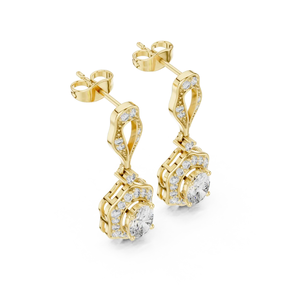 Experience elegance with these oval halo drop earrings, featuring radiant DIAMEUR lab-grown diamonds. Shop the perfect blend of modern luxury today.