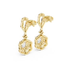 Geometric Hexagon Oval Halo Drop Earrings - Image 3