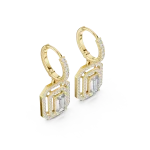 Geometric Emerald Cut Luminary Halo Dangler Earrings
