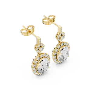 Luminary Oval and Round Brilliant Pavé-Set Drop Earrings