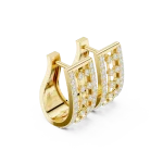 Architectural Round Pavé-Set Geometric Hoop Earrings