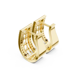 Architectural Round Pavé-Set Geometric Hoop Earrings - Image 3