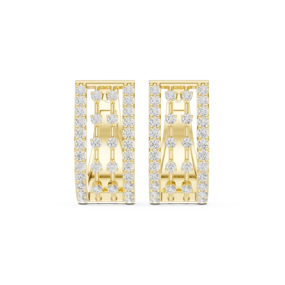 Architectural Round Pavé-Set Geometric Hoop Earrings - Image 2