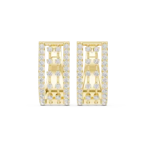 Architectural Round Pavé-Set Geometric Hoop Earrings - Image 2