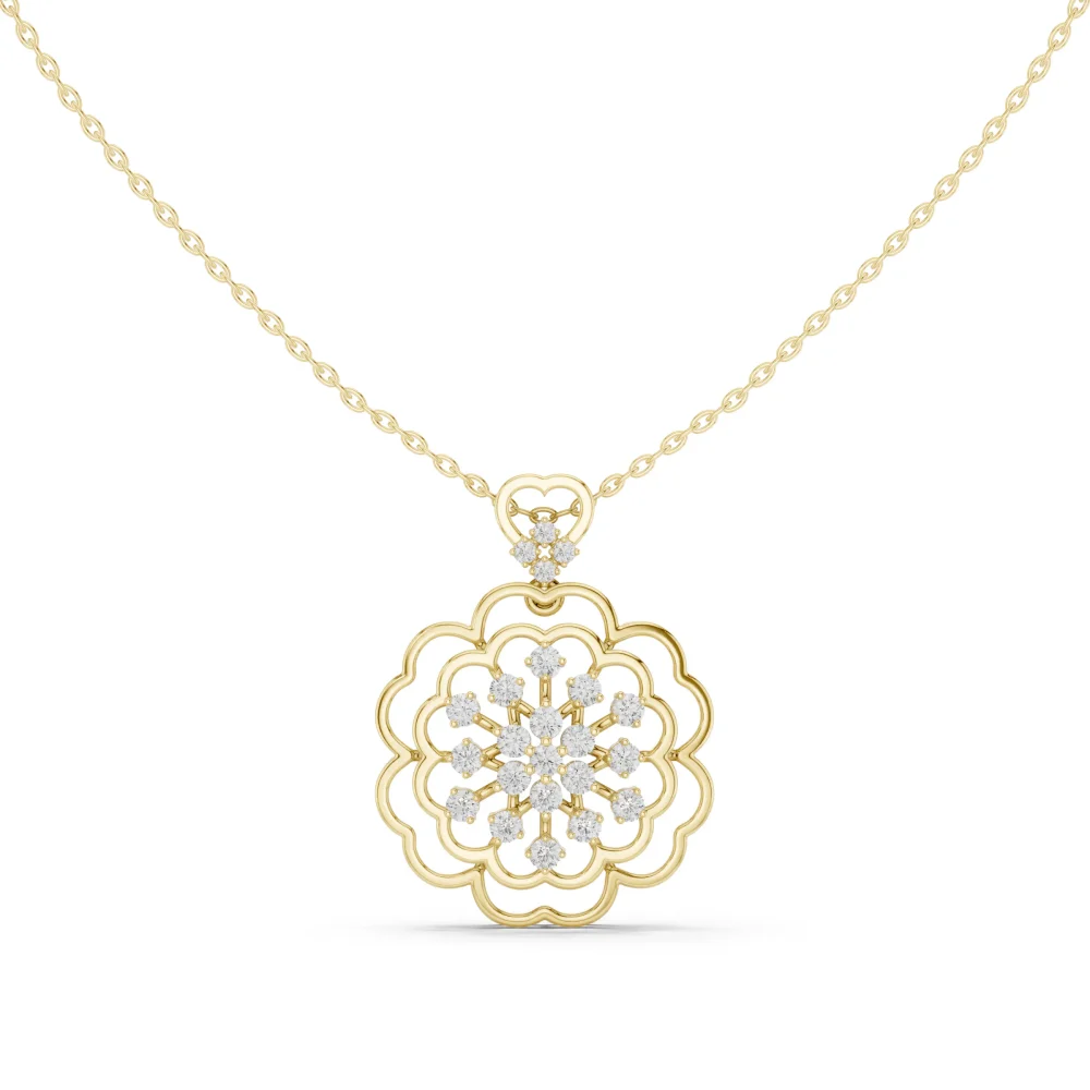 Adorn yourself with our floral round brilliant lab-grown diamond pendant. Expertly crafted for maximum fire, add this sustainable luxury to your collection.