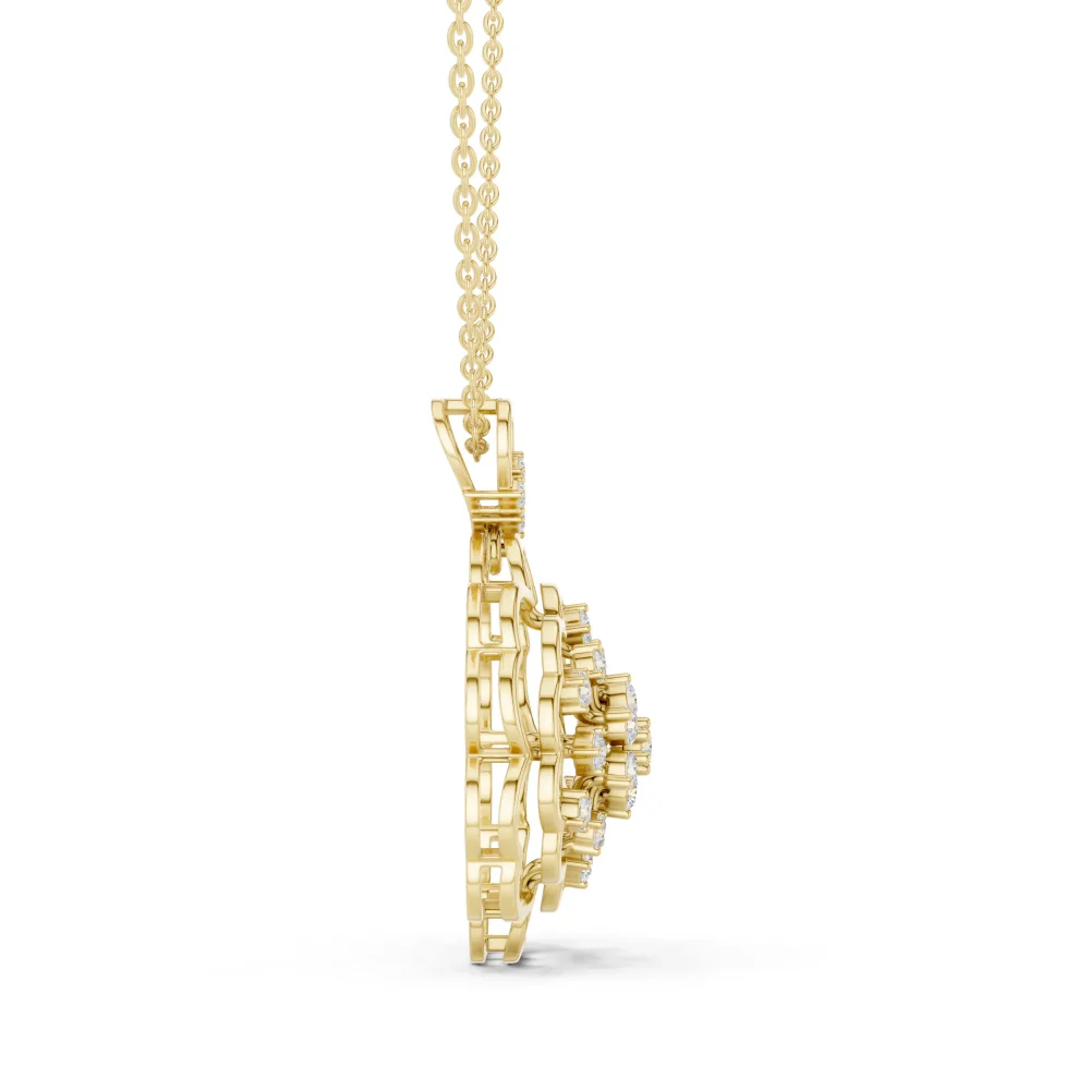 Luminary Round Brilliant Floral Silhouette Pendant - Image 3