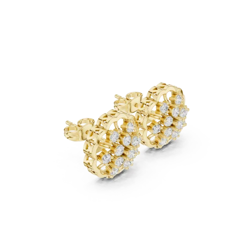 Luminary Round Brilliant Pavé-Set Geometric Stud Earrings