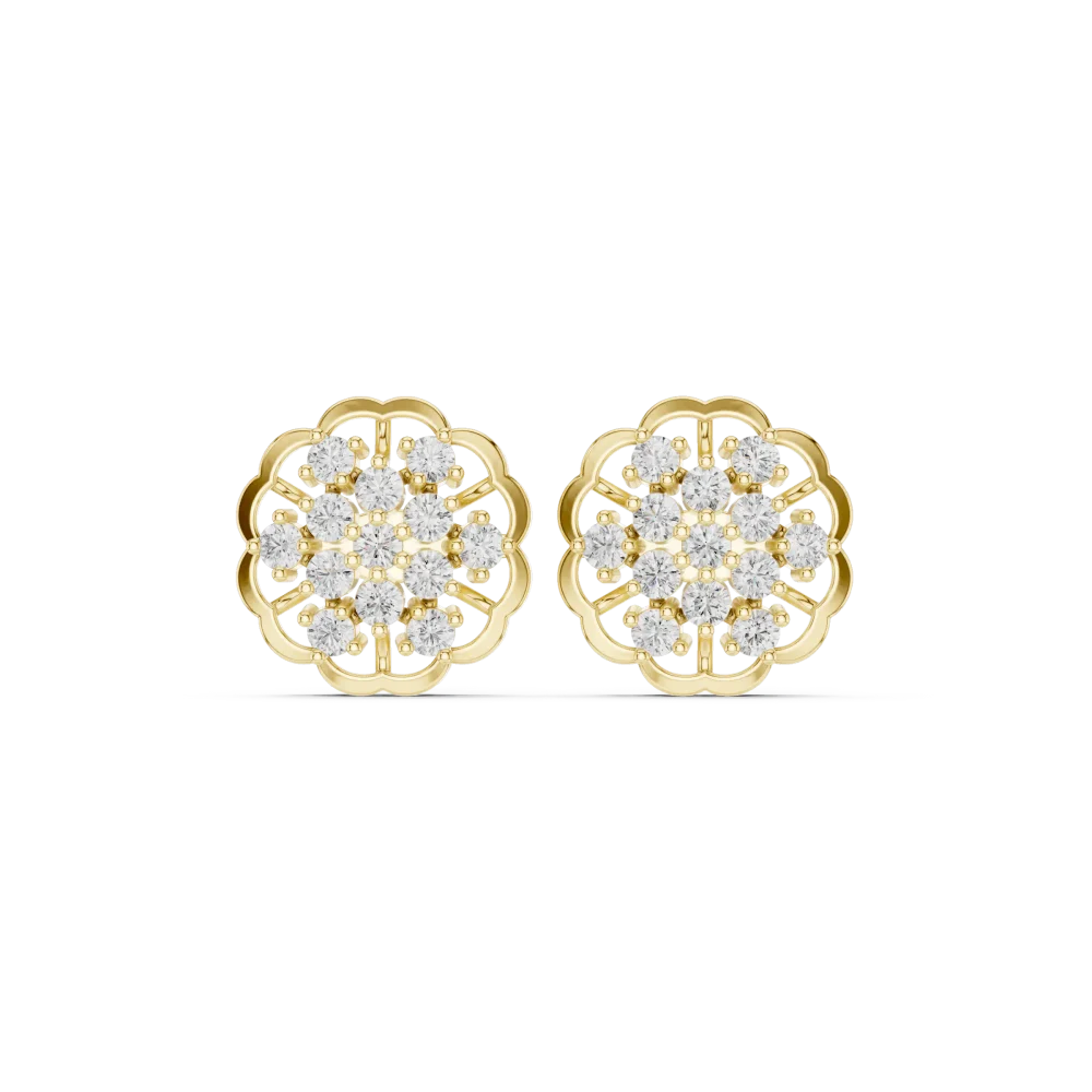 Luminary Round Brilliant Pavé-Set Geometric Stud Earrings - Image 2