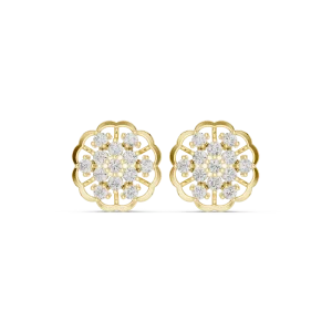 Luminary Round Brilliant Pavé-Set Geometric Stud Earrings - Image 2