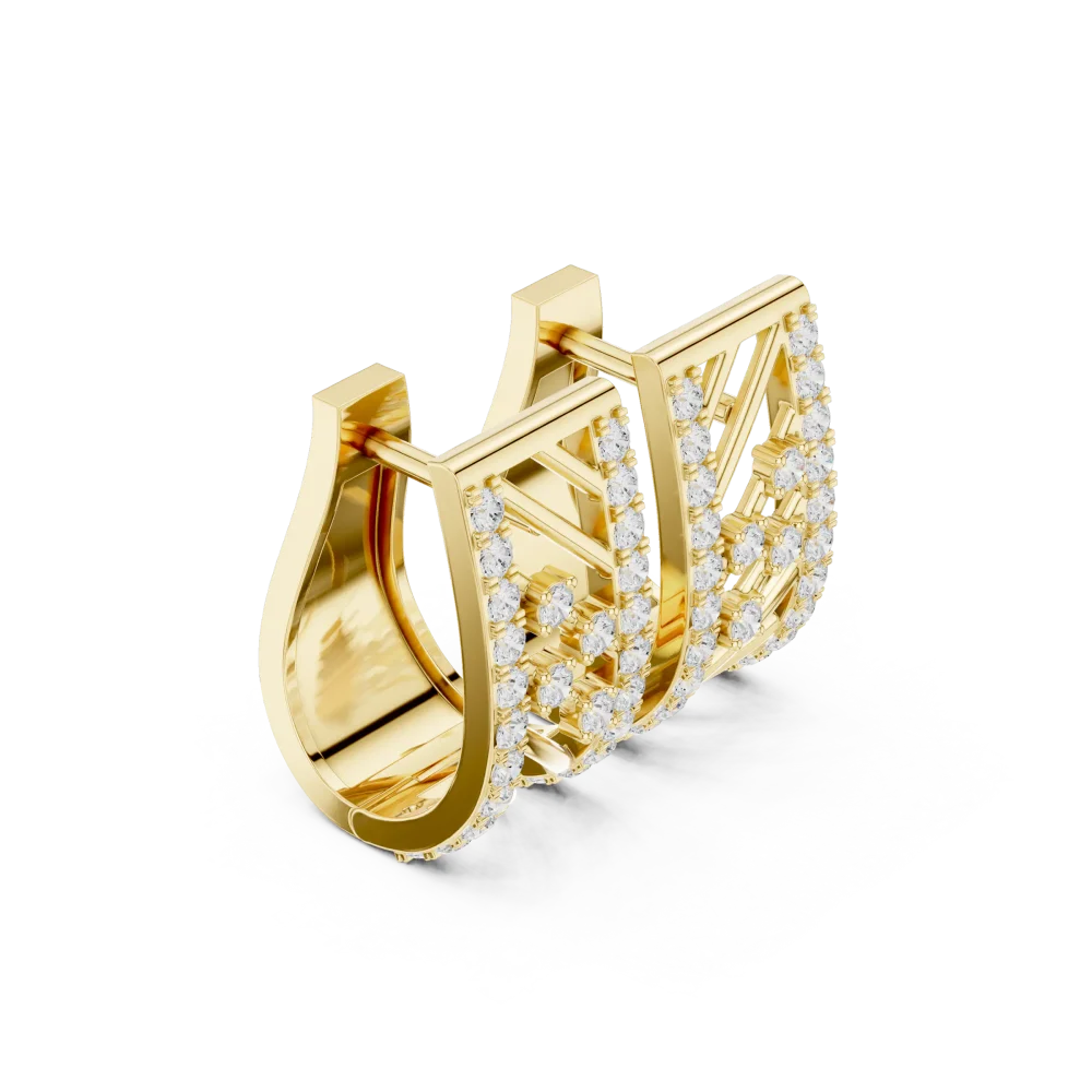 Experience architectural elegance with these stunning pavé-set hoop earrings, featuring brilliant DIAMEUR diamonds. Elevate your luxury style today.